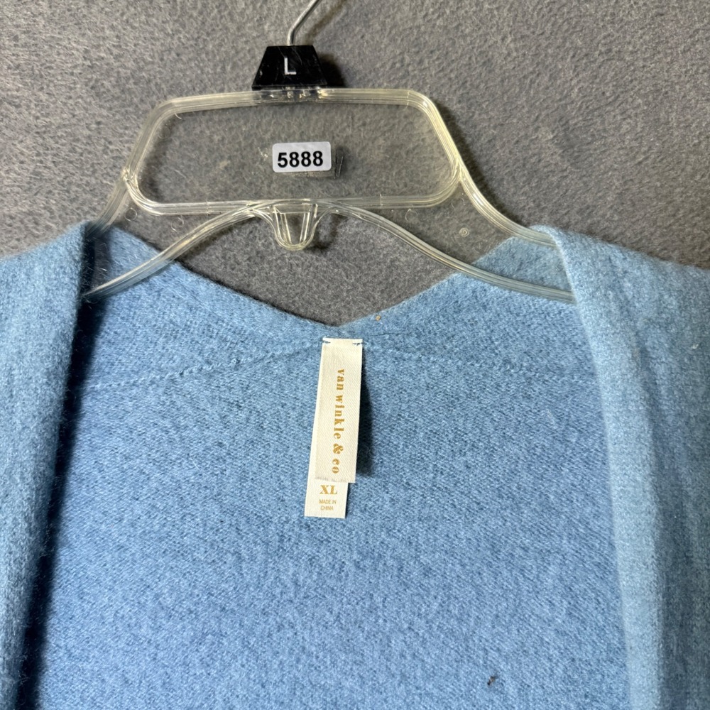 Van Winkle & Co 100% Cashmere Longline Open Cardigan Duster Blue XL - Picture 2 of 7